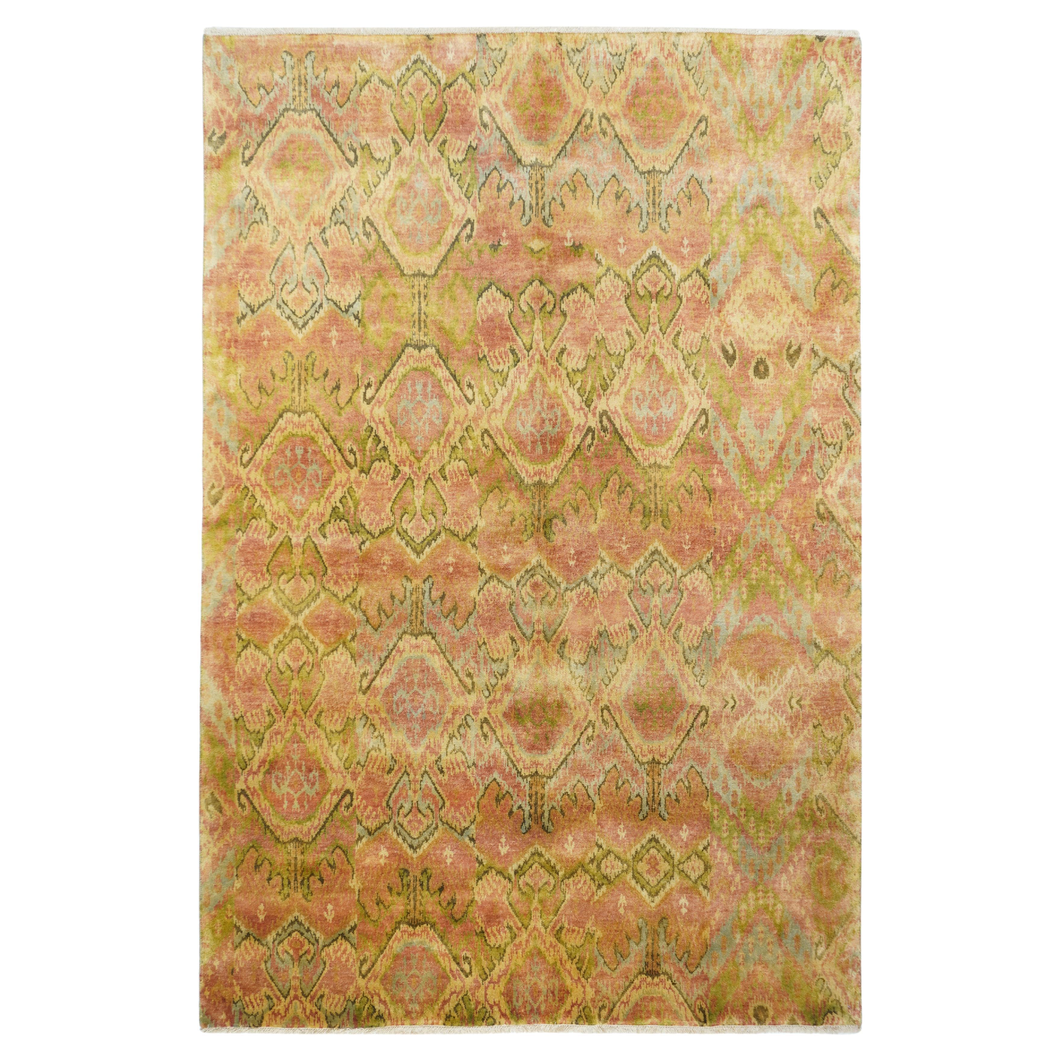 Indian Modern ikat Design Rug 6'0" x 9'0"