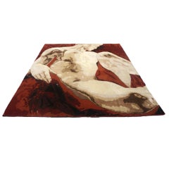 Indian Modern Pictorial Wolle & Seide 6x7 Elfenbein & Rot Handmade Area Rug