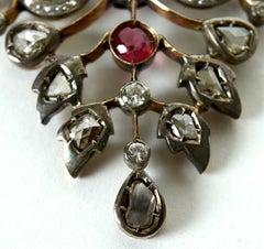 Indian Mogul Style Gold Open-Worked Pendant Set with Diamonds and Rubies