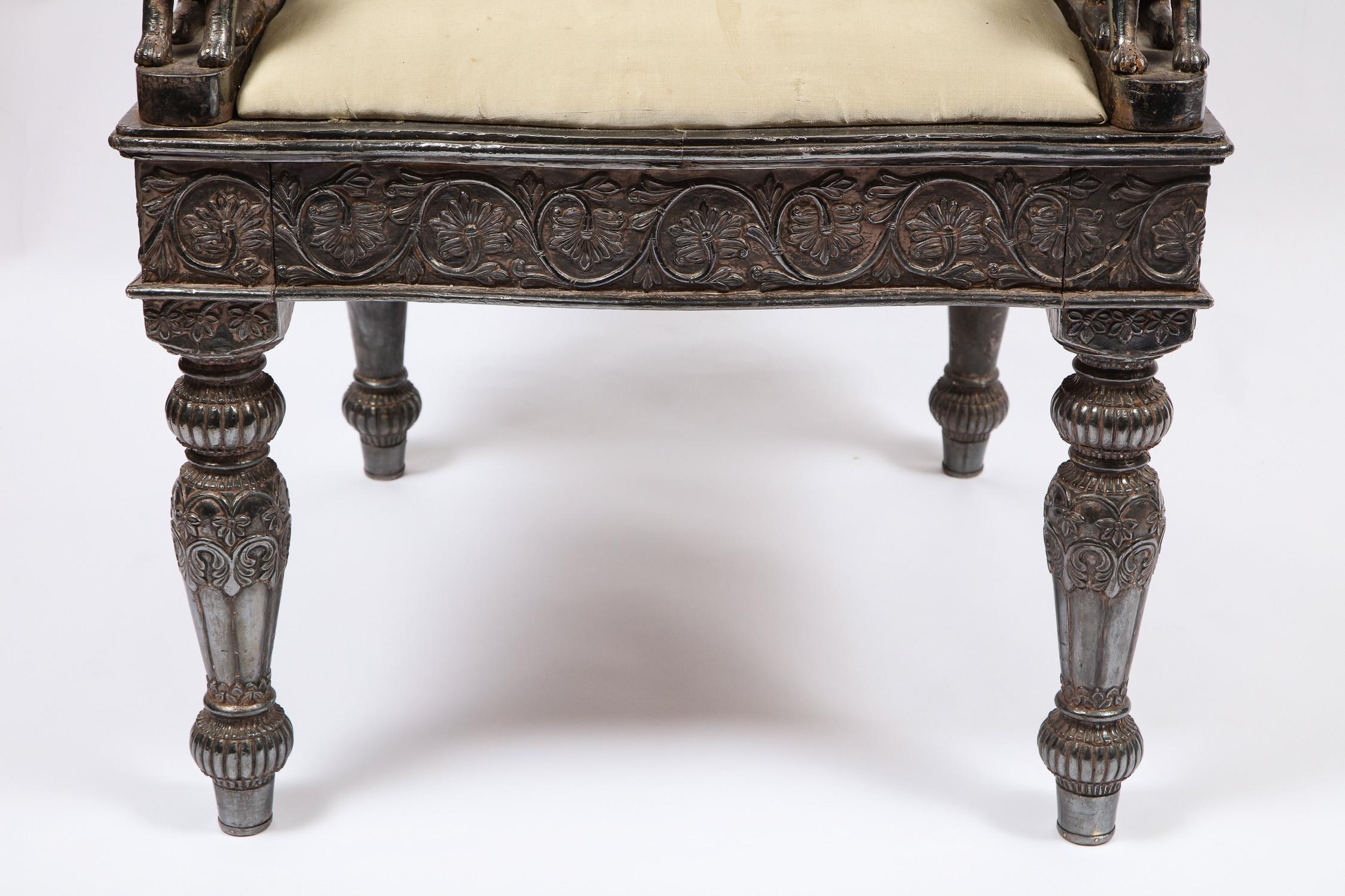 Chaise trône de cérémonie de style Mogul indien en argent doré pour le Maharajah en vente 12
