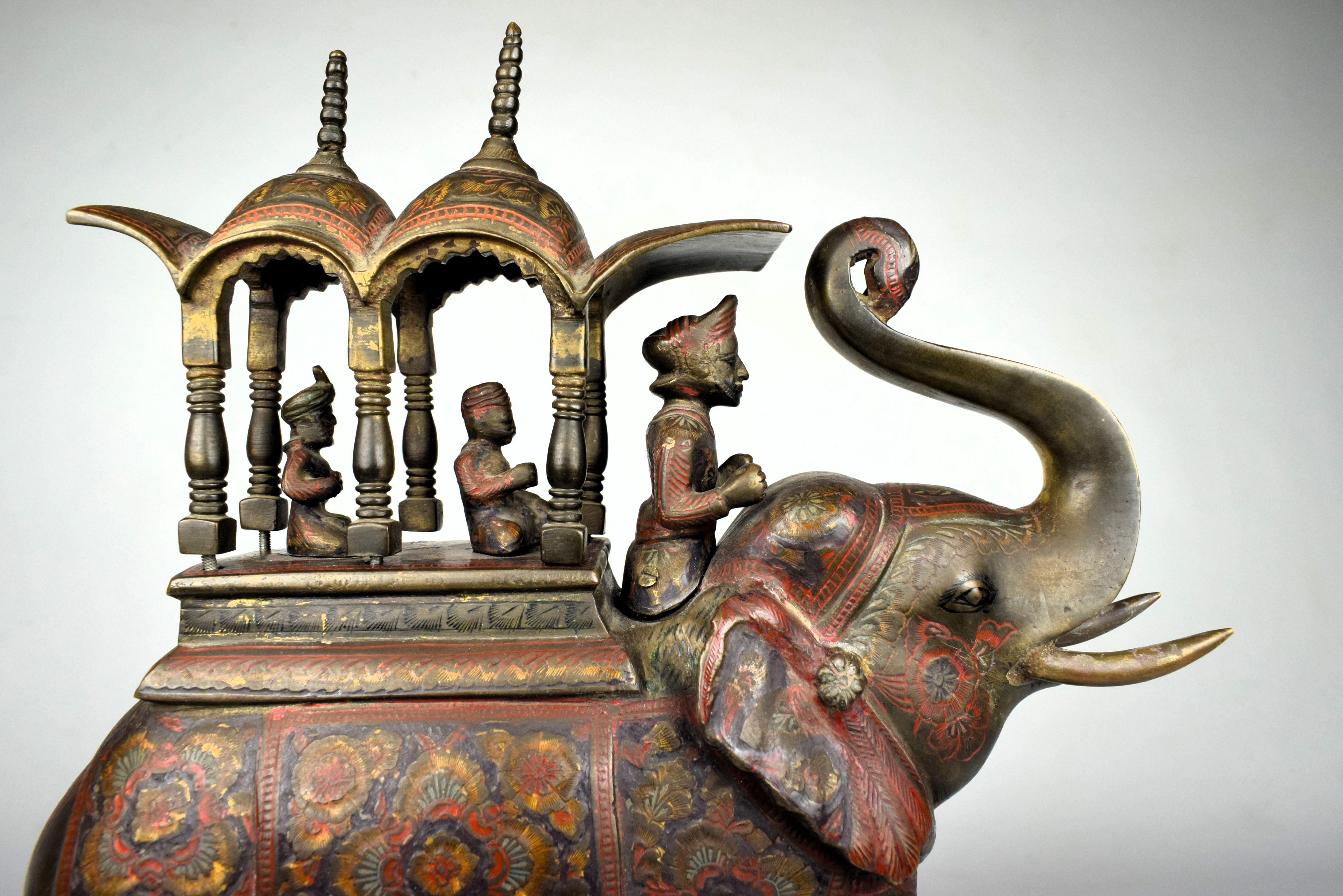 Anglo Raj Indian Moradabadi Hathi Howdah (Elephant Carriage) Carrying Royals, 19th Century For Sale