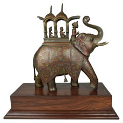 Antique Indian Moradabadi Hathi Howdah (Elephant Carriage) Carrying Royals, 19th Century