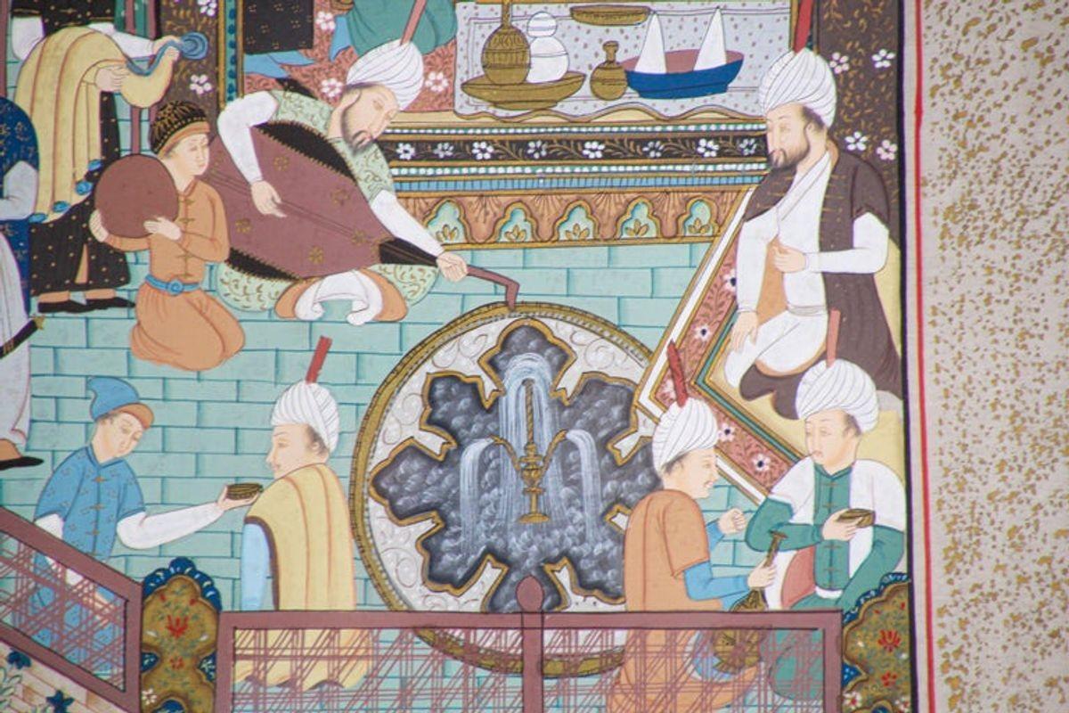 Scène de palais indien moghol du 19e siècle en vente 3