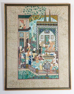 Indian Mughal 19th Century Palace Scene Print