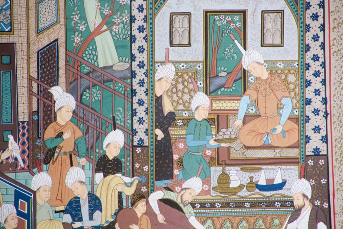 20ième siècle Scène de palais indien moghol du 19e siècle en vente