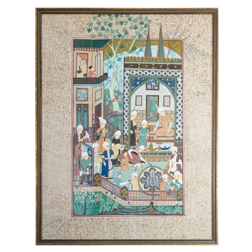 Indian Mughal 19th Century Palace Scene Print For Sale