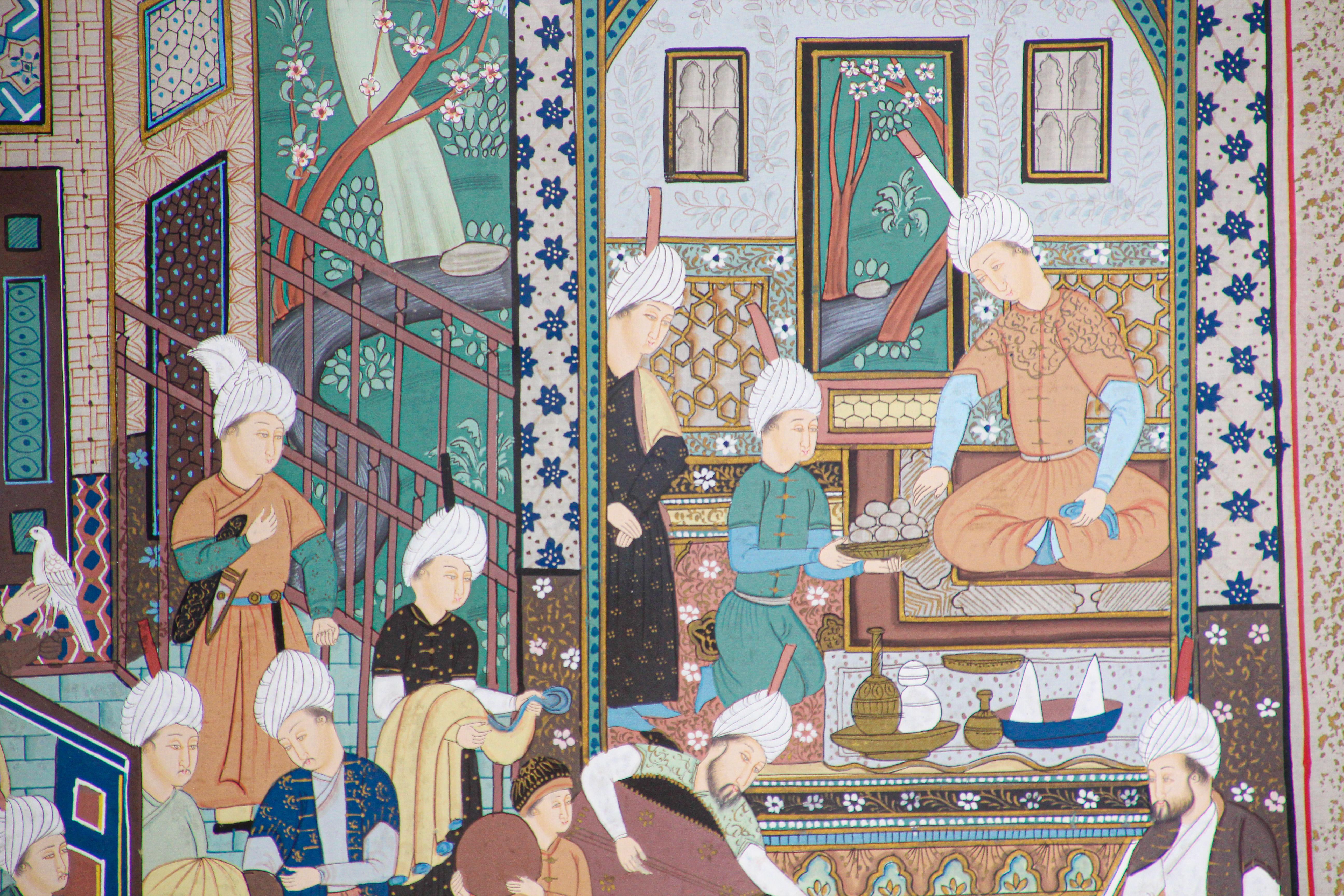 Indian Mughal 19th Century Palace Scene Print 1