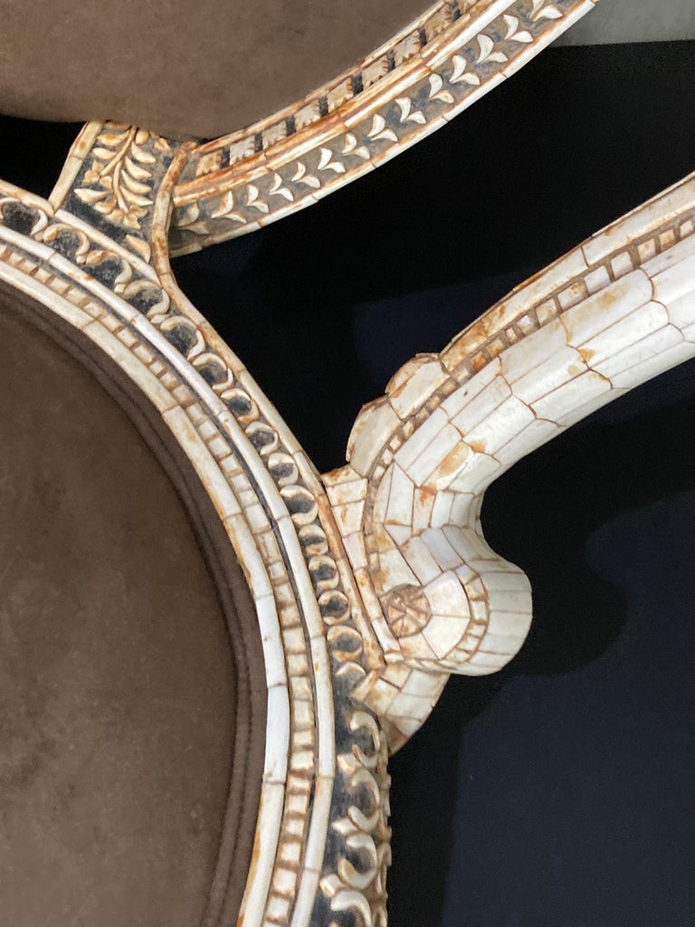 Indian Mughal Bone Inlaid Royal Maharaja Throne Armchair For Sale 9
