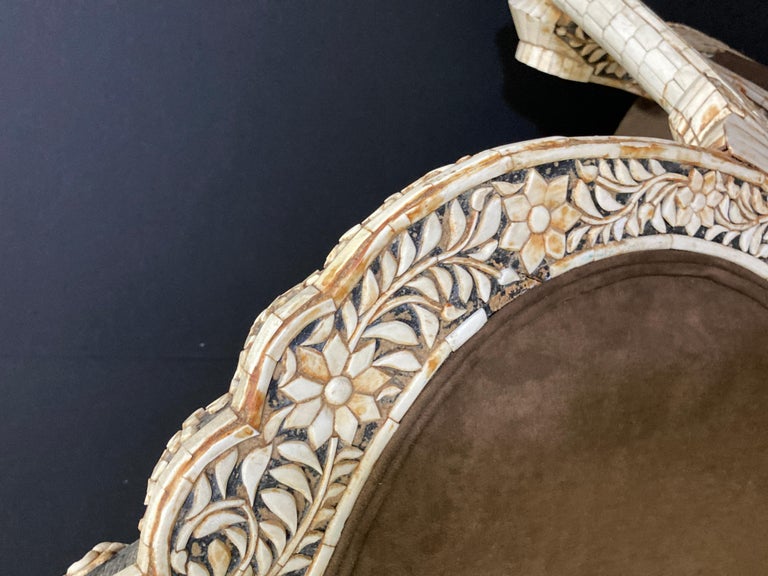Indian Mughal Bone Inlaid Royal Maharaja Throne Armchair For Sale 13