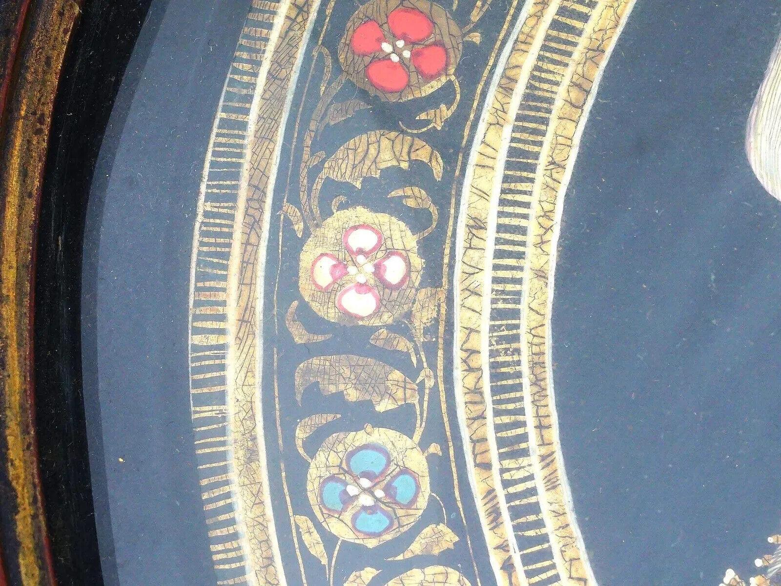 Indian Mughal Manner Hand Painted Paper Mache Wall Art For Sale 1