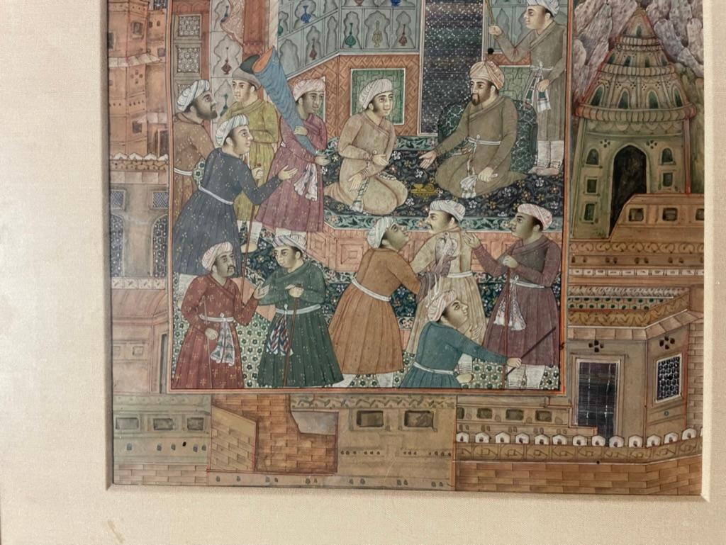 20th Century Indian Mughal Style Double Sided Manuscript Painting 