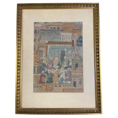 Indian Mughal Style Double Sided Manuscript Painting