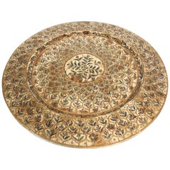 Indian Mughal style Overlaid and Hand Painted Metal Platter 1950