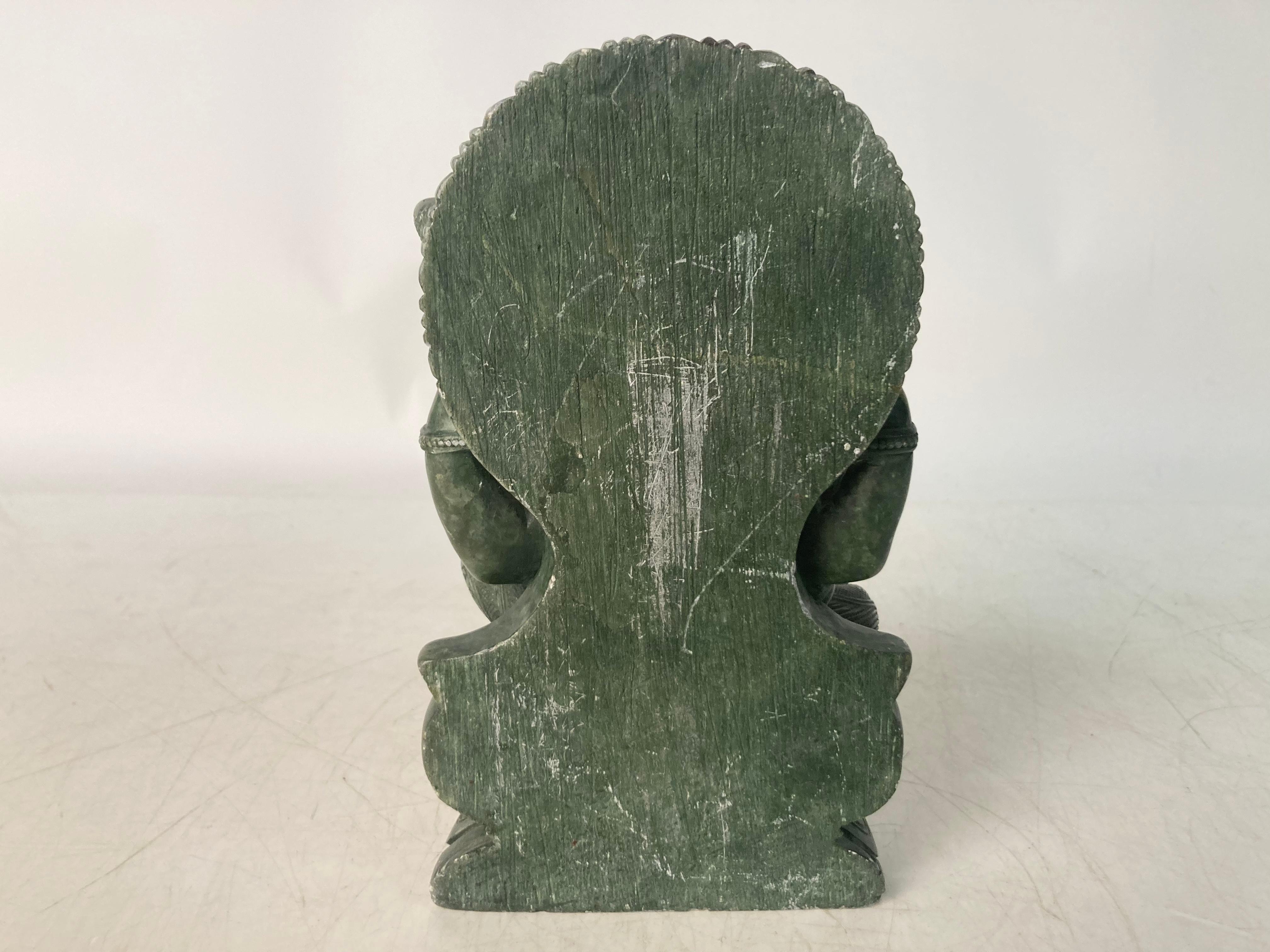 20th Century Spinach Green Onyx Sculpture of Ganesha