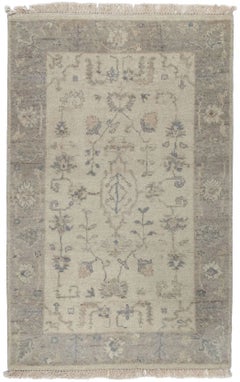 Indian Oushak Classic Hand-Knotted Wool Rug, 2'11" x 4'11"