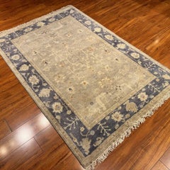 Indian Oushak Classic Hand-Knotted Wool Rug, 4' x 6'