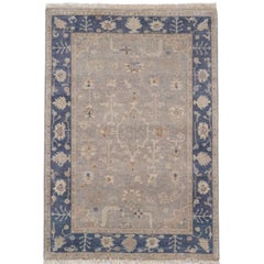 Indian Oushak Classic Hand-Knotted Wool Rug, 4' x 6'