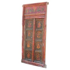Porte dipinte in India con cornice originale, arte da parete