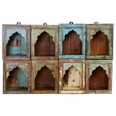 Indian Painted Wooden Single Wall Niches, 20th Century