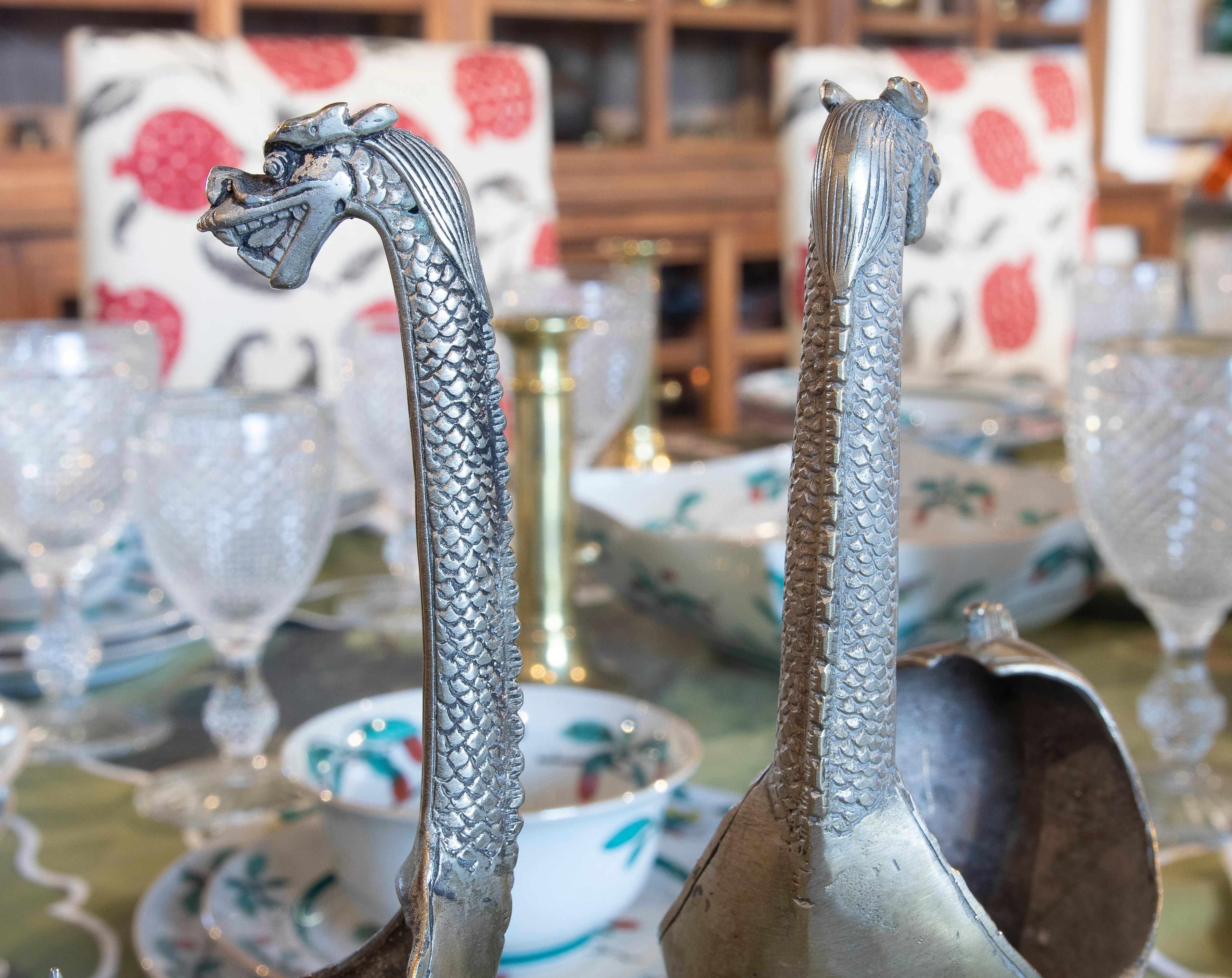 Indian Pair of Silver Plated Bronze Elephant Candlesticks For Sale 4