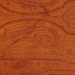 Indian Paisley-Pattern Orange and Red Cashmere Shawl