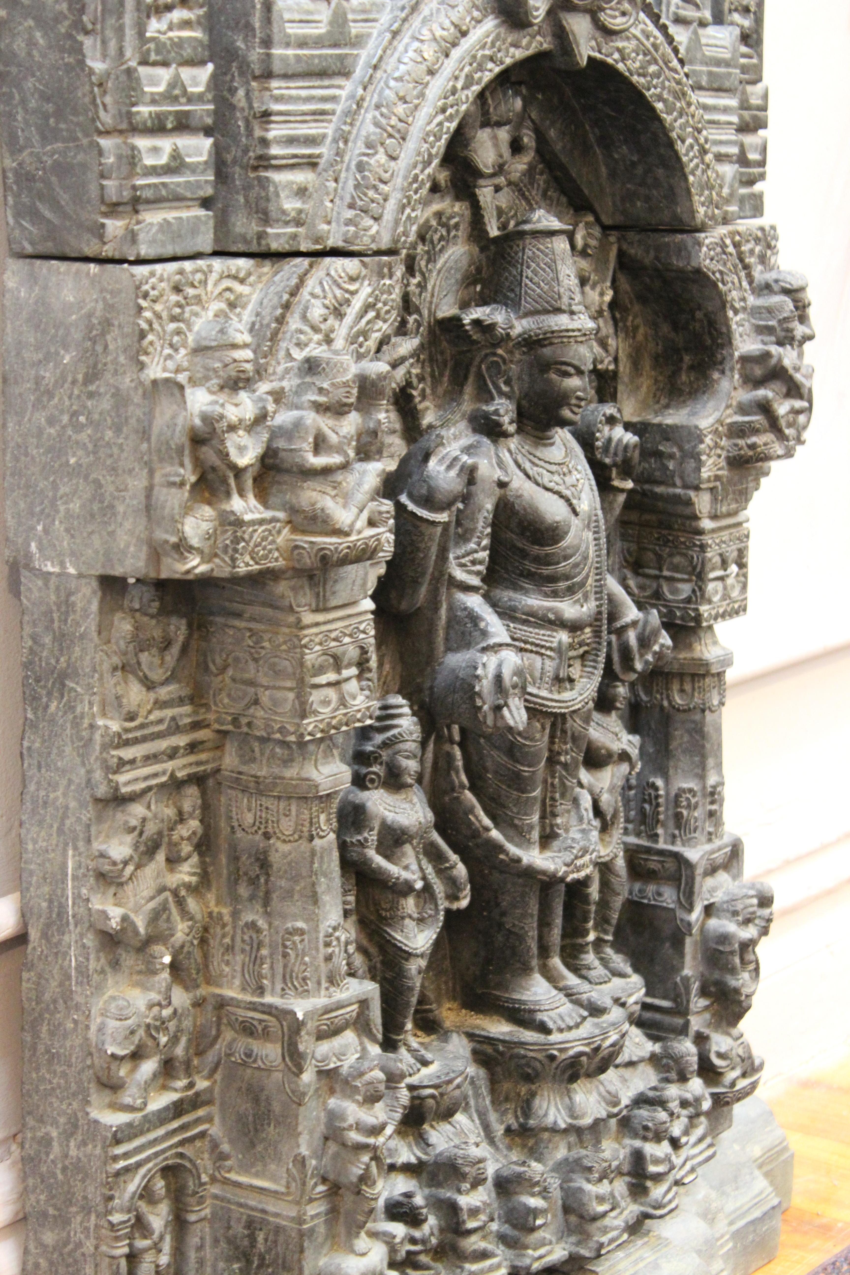 Indian Pala Style Stele of Gautama Buddha in Black Basalt 4