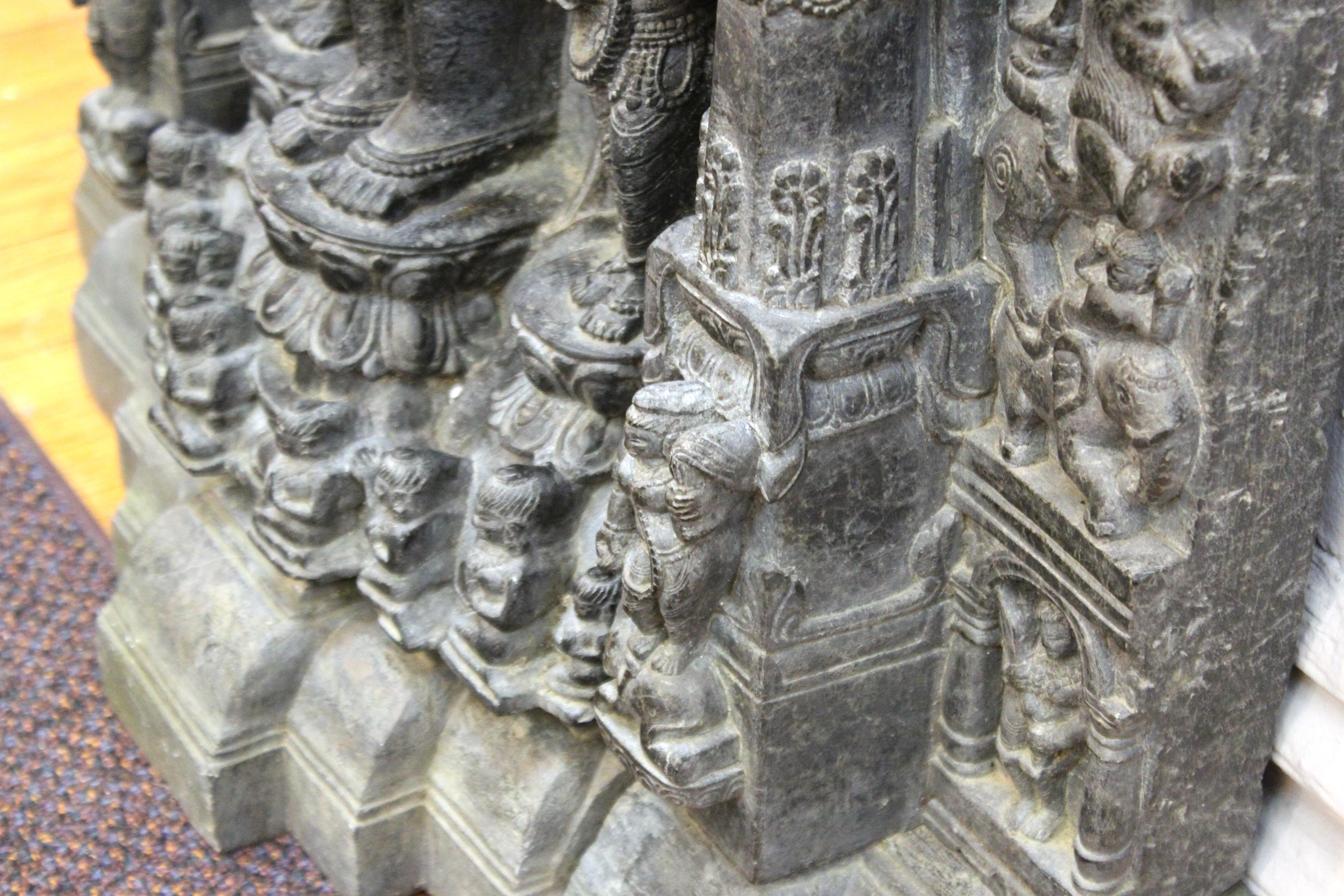 Indian Pala Style Stele of Gautama Buddha in Black Basalt 8
