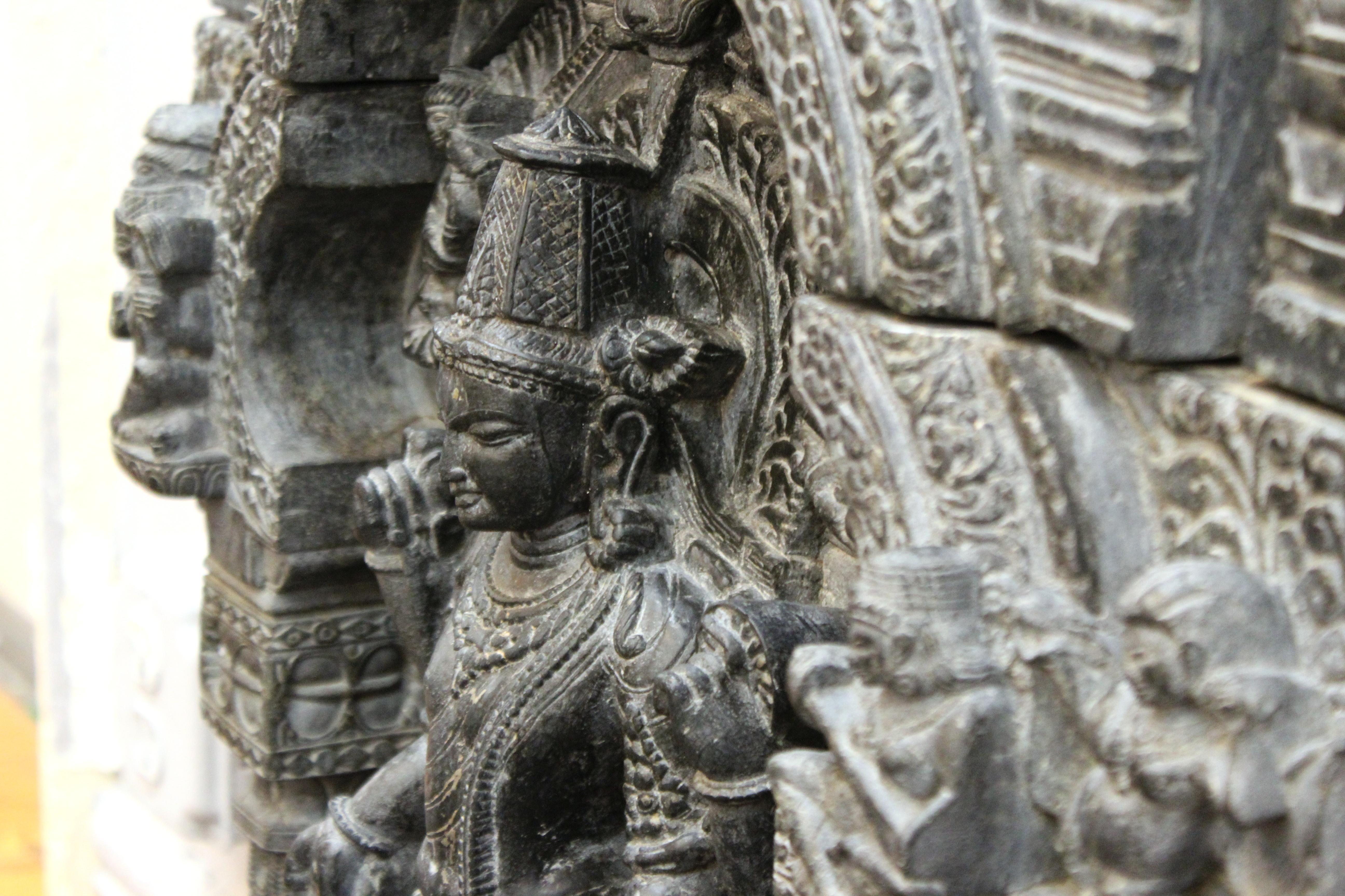 Indian Pala Style Stele of Gautama Buddha in Black Basalt 9