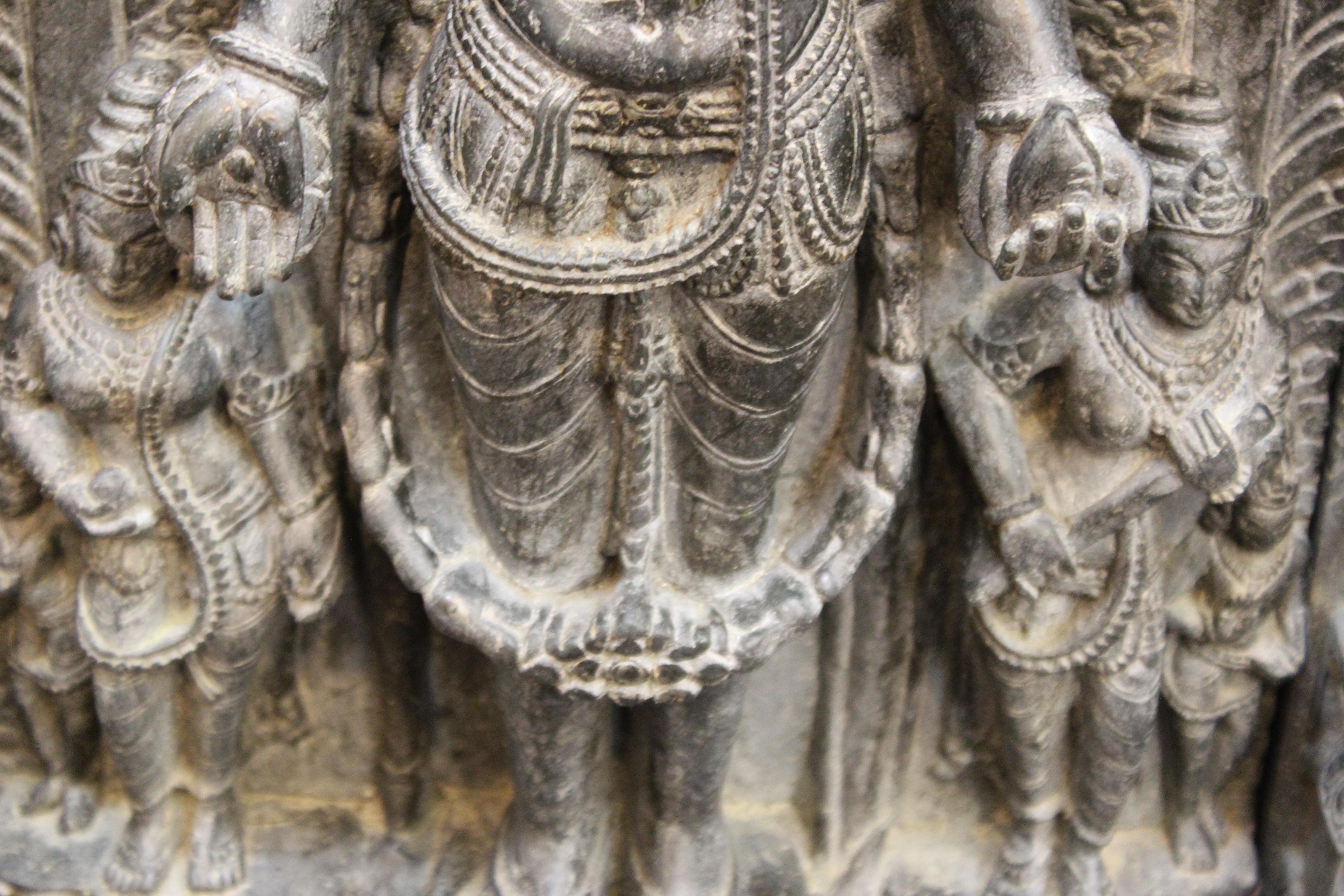 Indian Pala Style Stele of Gautama Buddha in Black Basalt 11