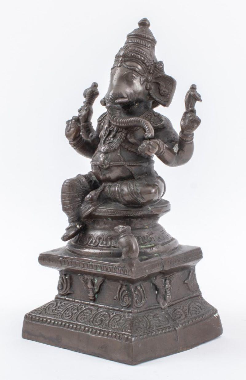 Indian Patinated Brass Ganesha Sculpture In Good Condition In New York, NY