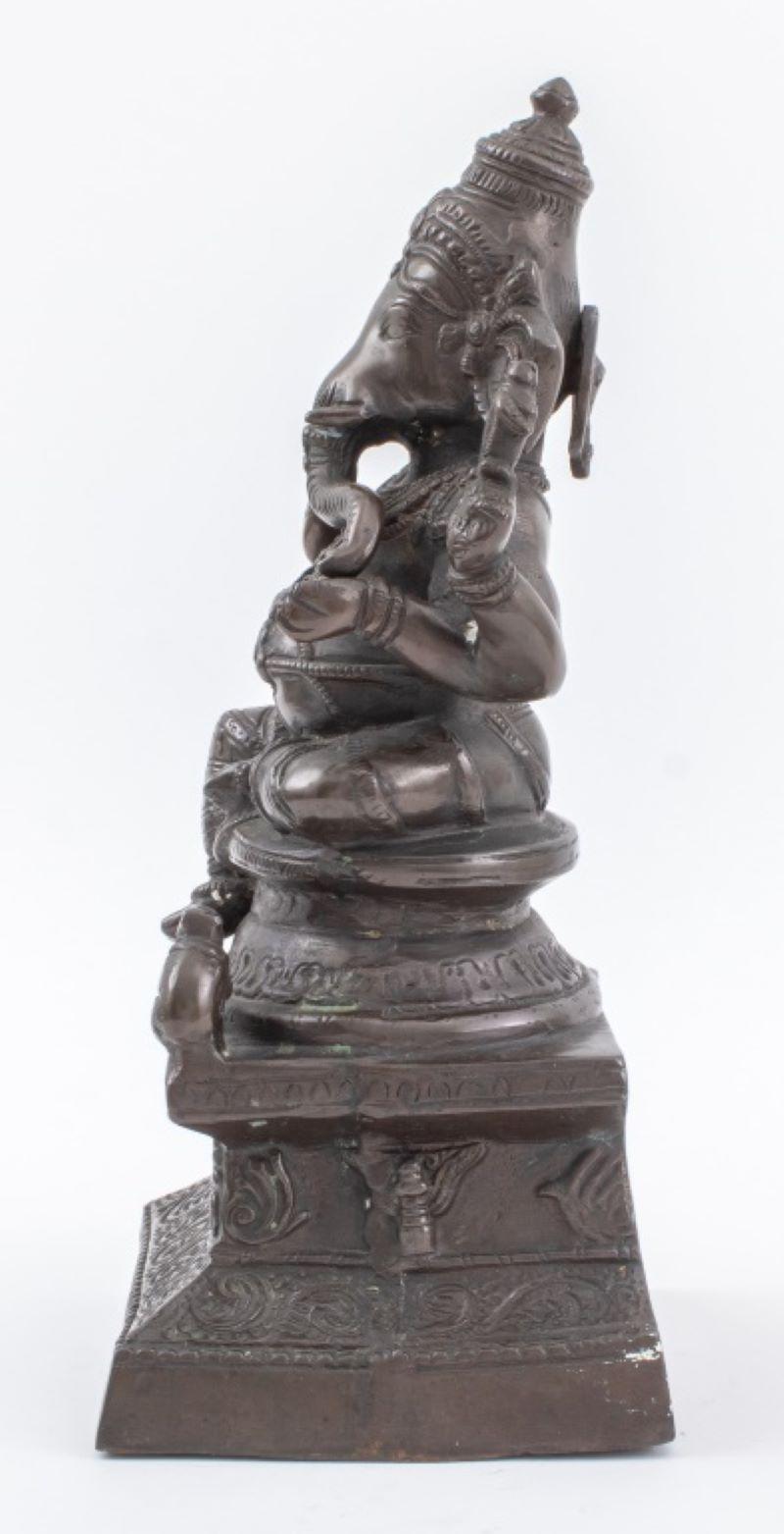 19th Century Indian Patinated Brass Ganesha Sculpture