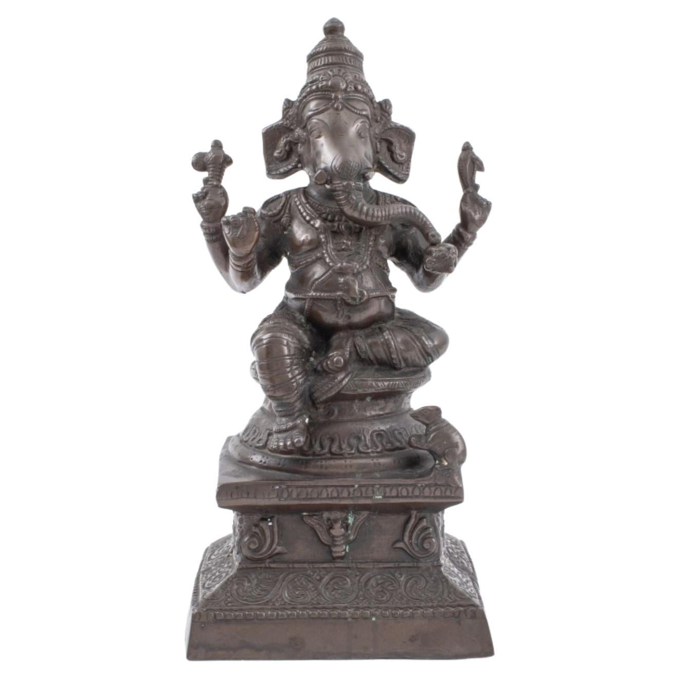 Indian Patinated Brass Ganesha Sculpture