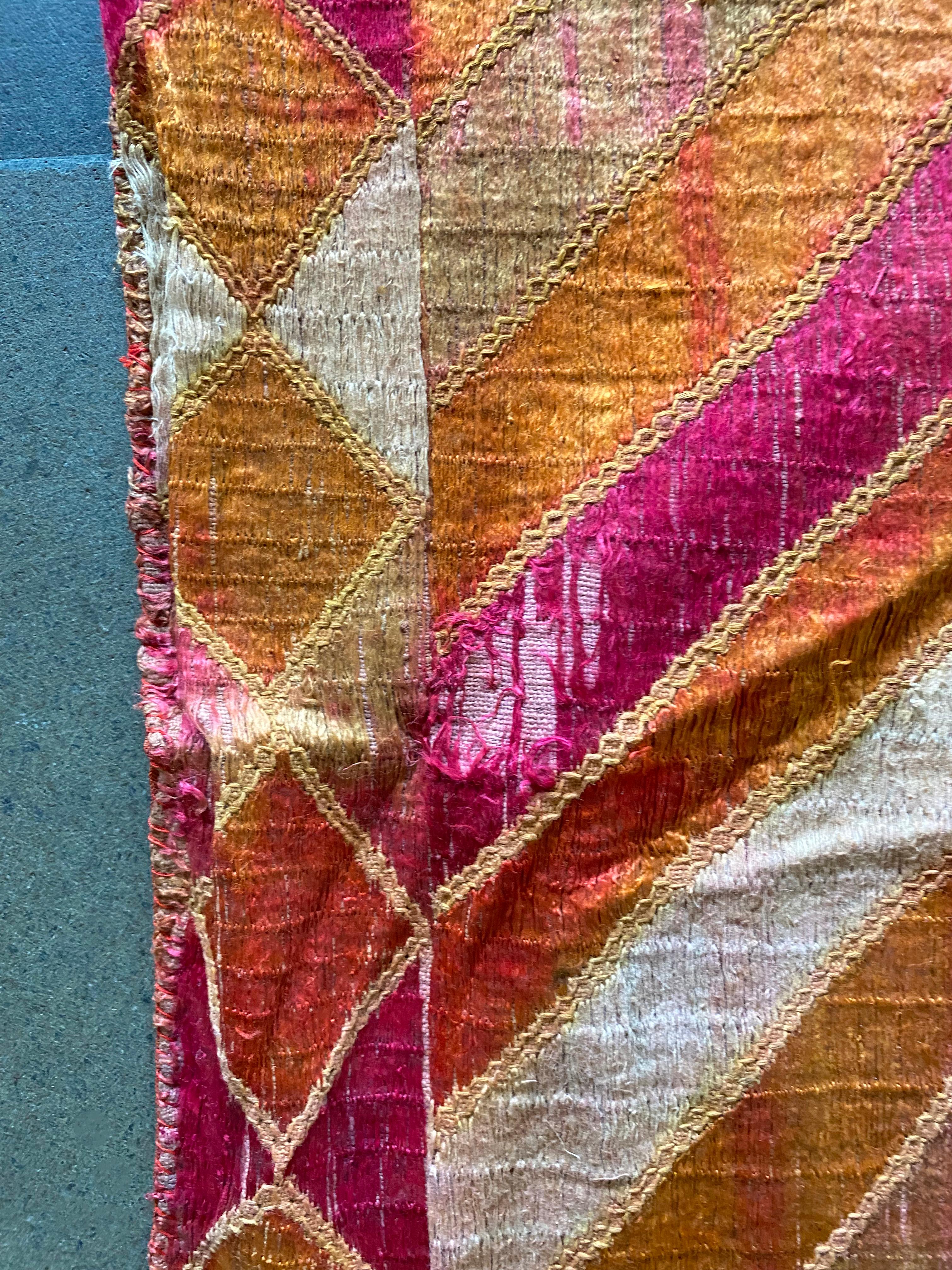 Indian Phulkari Wedding Textile, Silk & Cotton Embroidery, Punjab 1900s For Sale 7