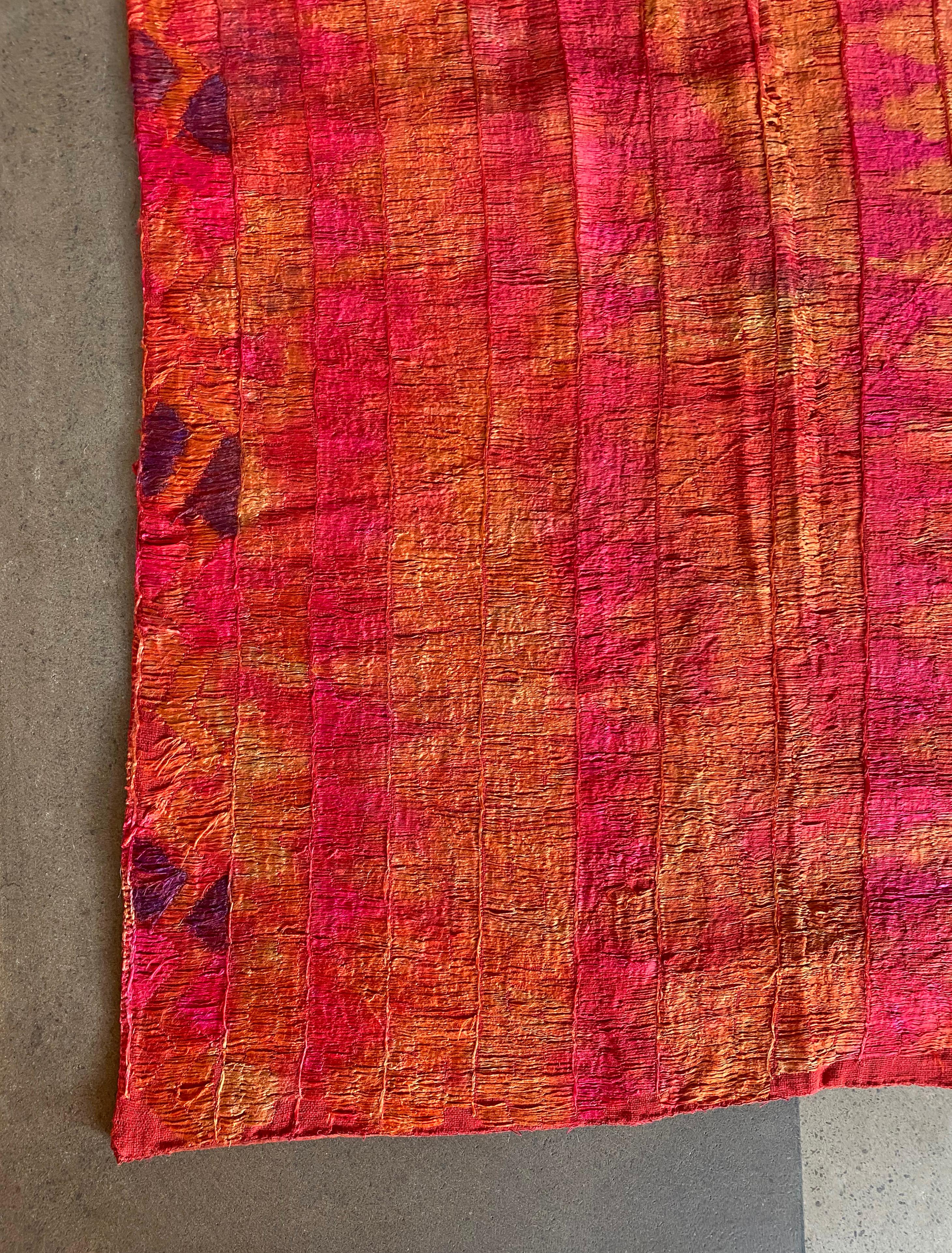 Other Indian Phulkari Wedding Textile, Silk & Cotton Embroidery, Punjab, 1900s For Sale