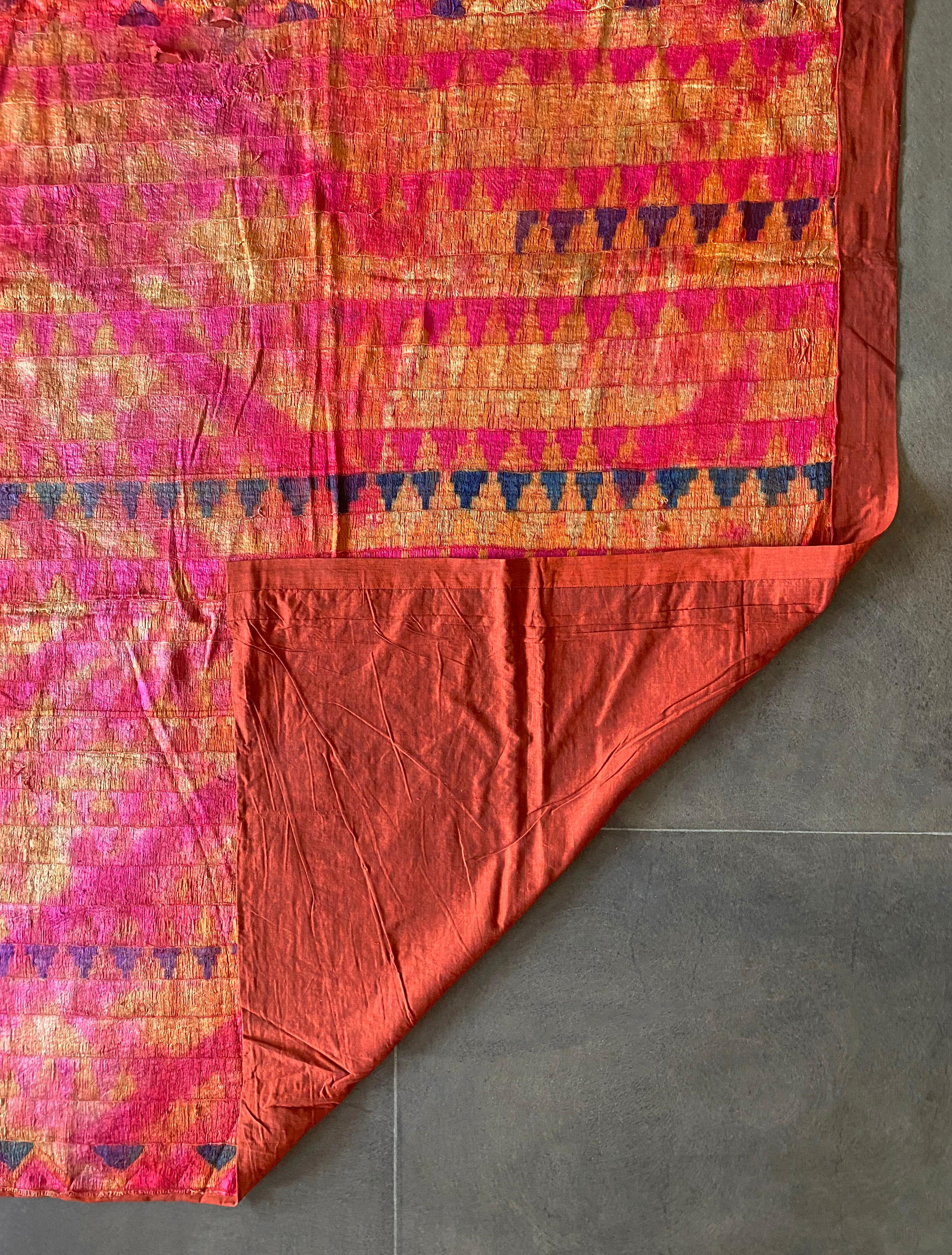 Indian Phulkari Wedding Textile, Silk & Cotton Embroidery, Punjab, 1900s For Sale 1