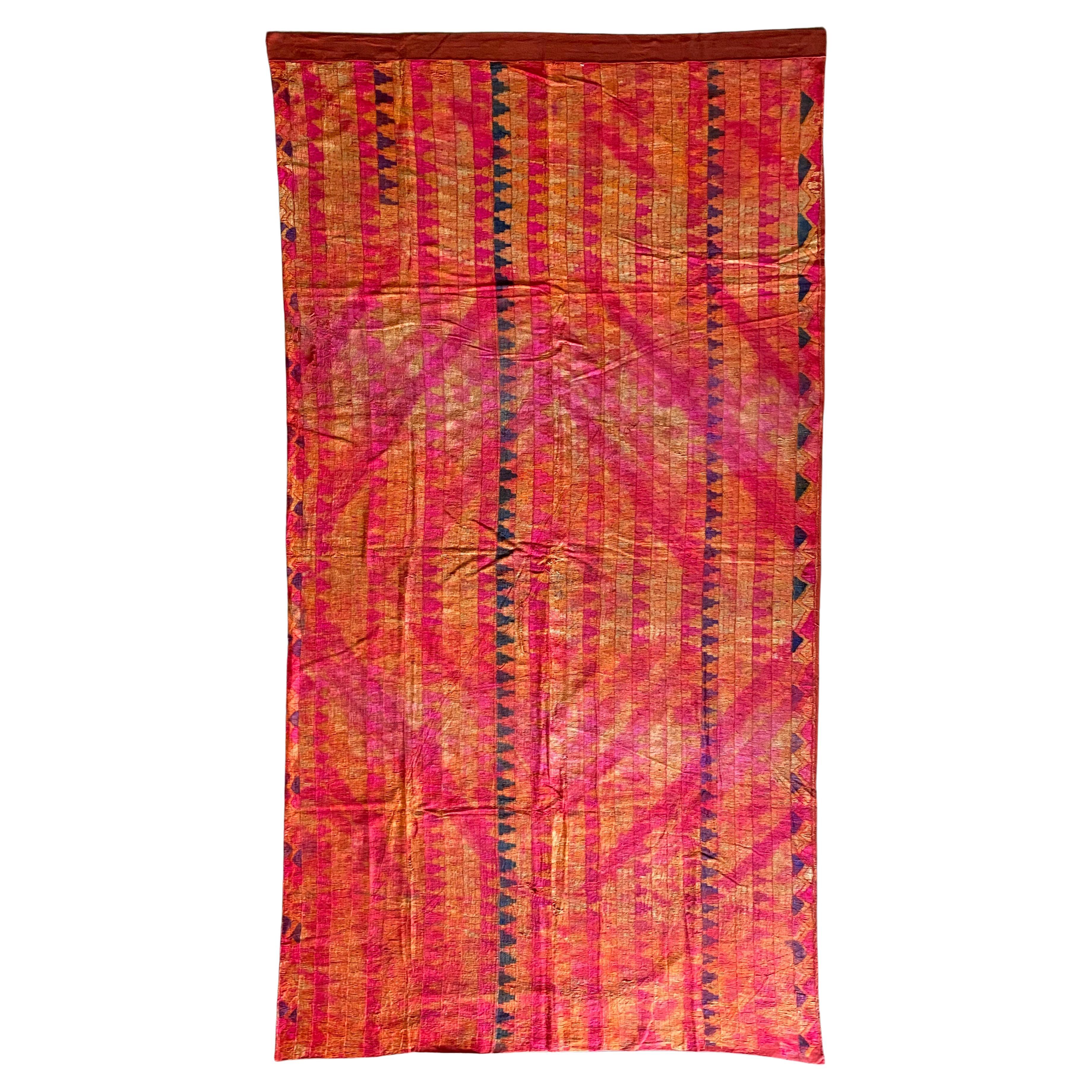 Indian Phulkari Wedding Textile, Silk & Cotton Embroidery, Punjab, 1900s For Sale