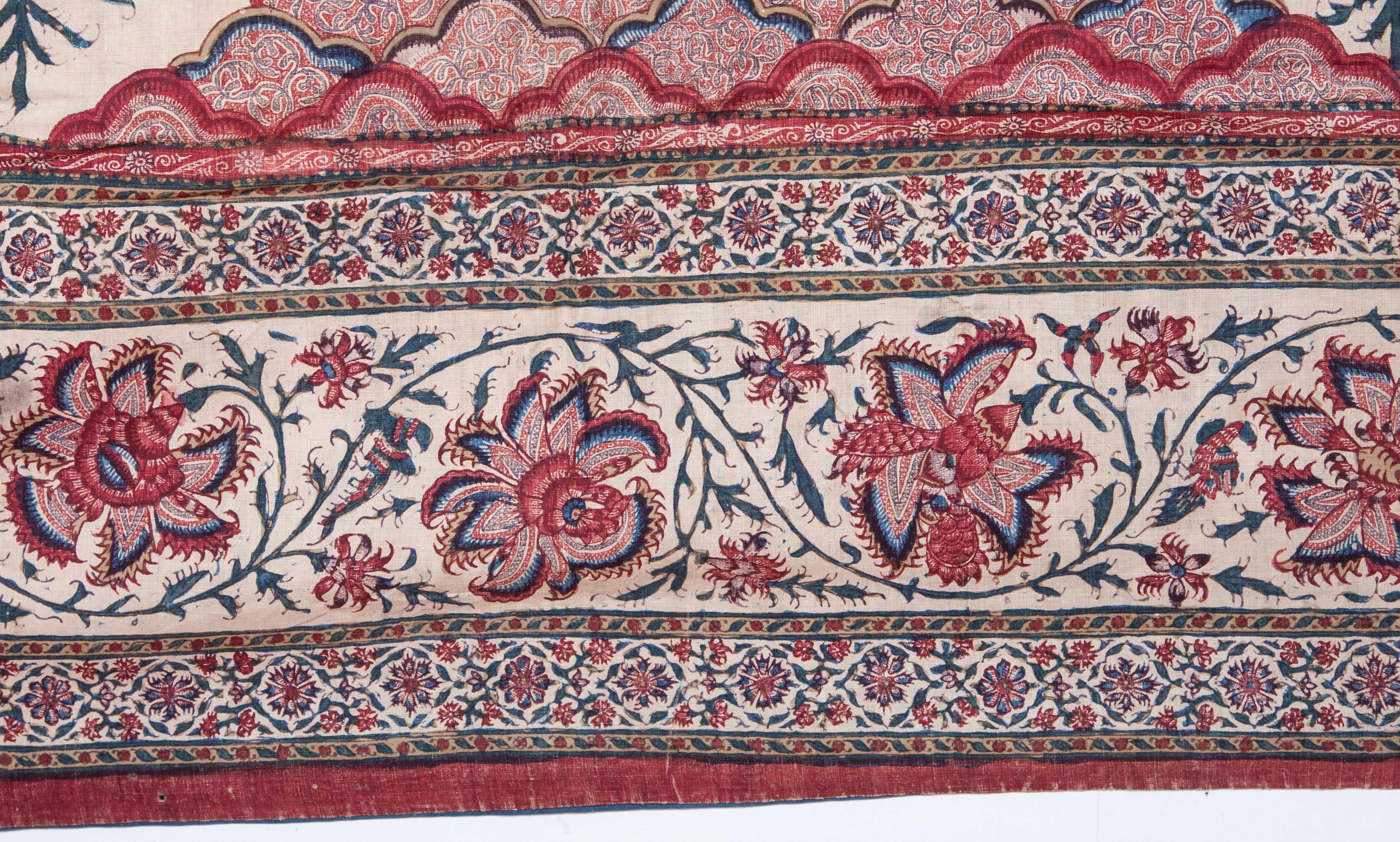 Kalamkari Indian Qalamkari Panel with Great Details, 19th Century