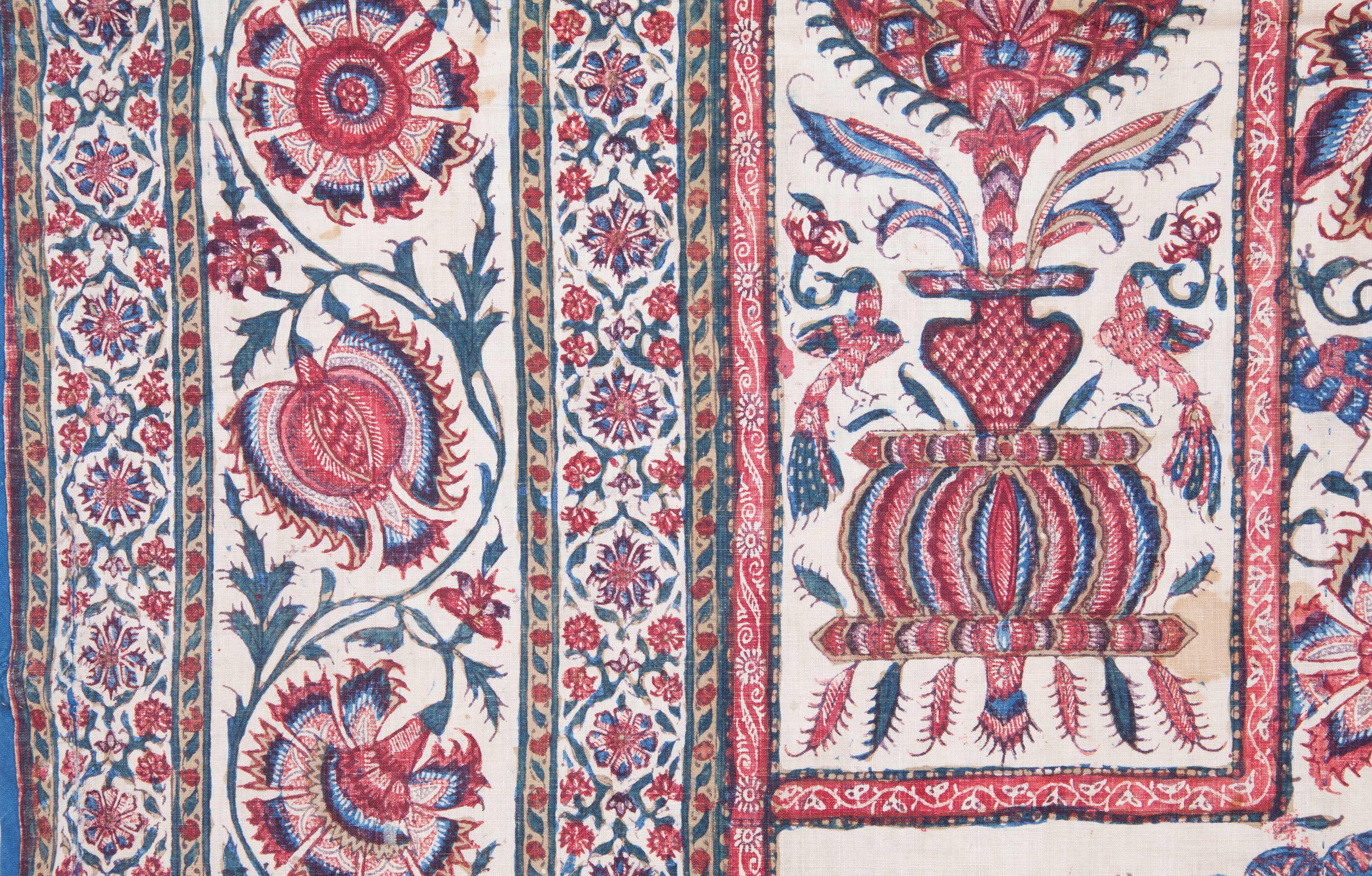 Cotton Indian Qalamkari Panel with Great Details, 19th Century