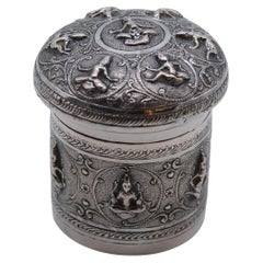 Indian Raj period silver repousse decorated lidded container, circa 1900