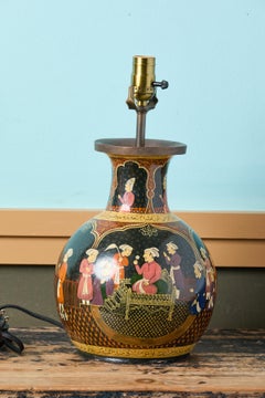 Indian Rajasthani Mughal-Style Hand Painted Lamp