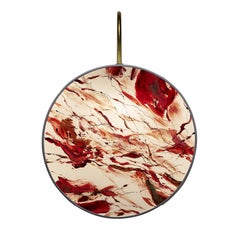 Indian Red Pattern Sconce Lamps Handmade Painting Velvet and Natural Brass