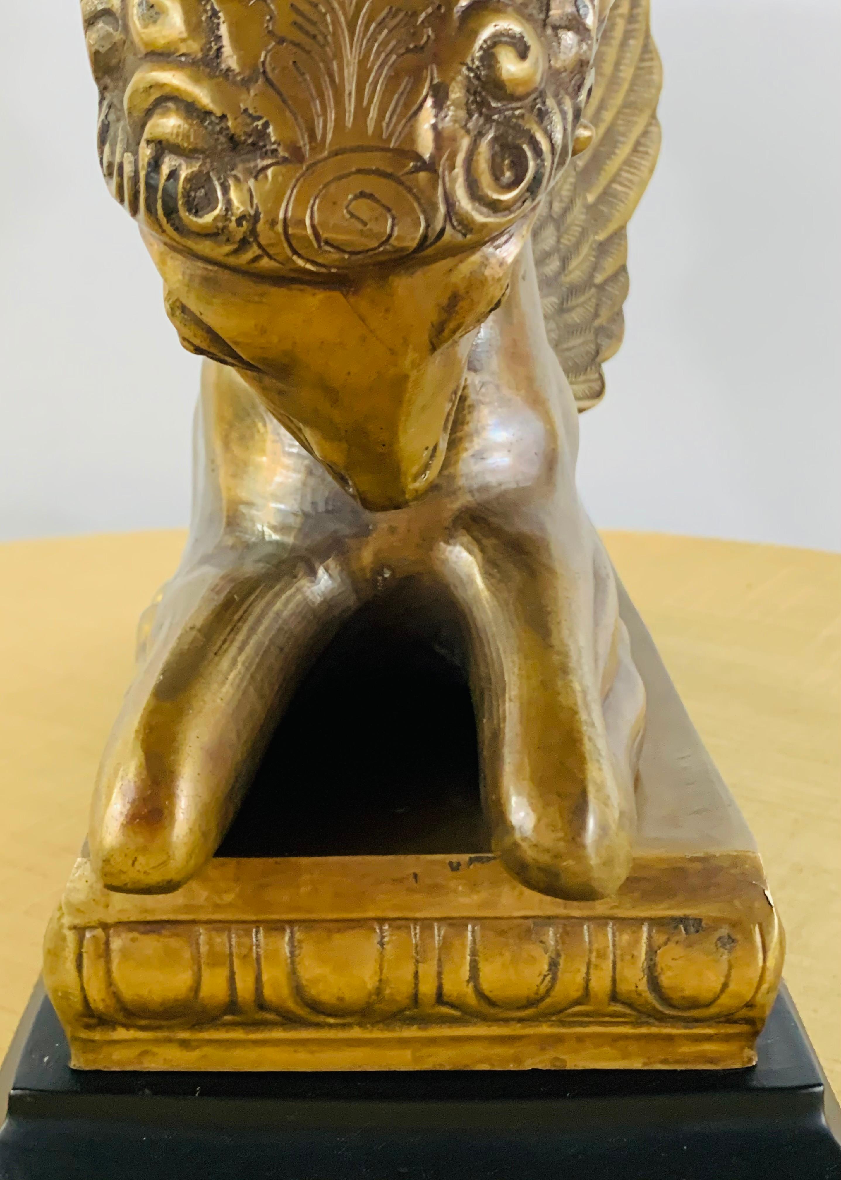 Indian Rhyton Shaped Brass Sculpture or Statue with Winged Ram For Sale 10