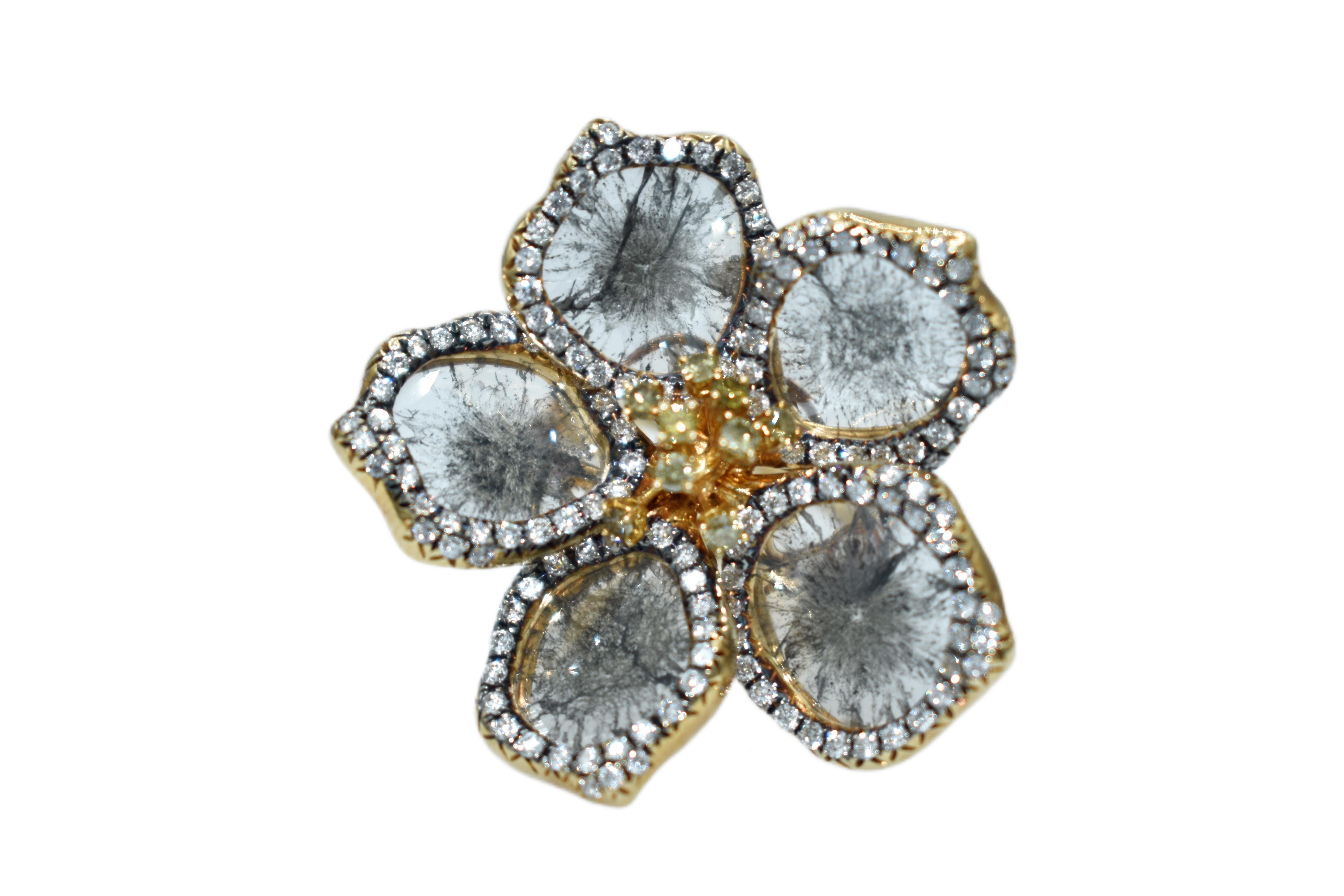 Anglo-Indian Indian Rose Cut Diamond Flower Ring