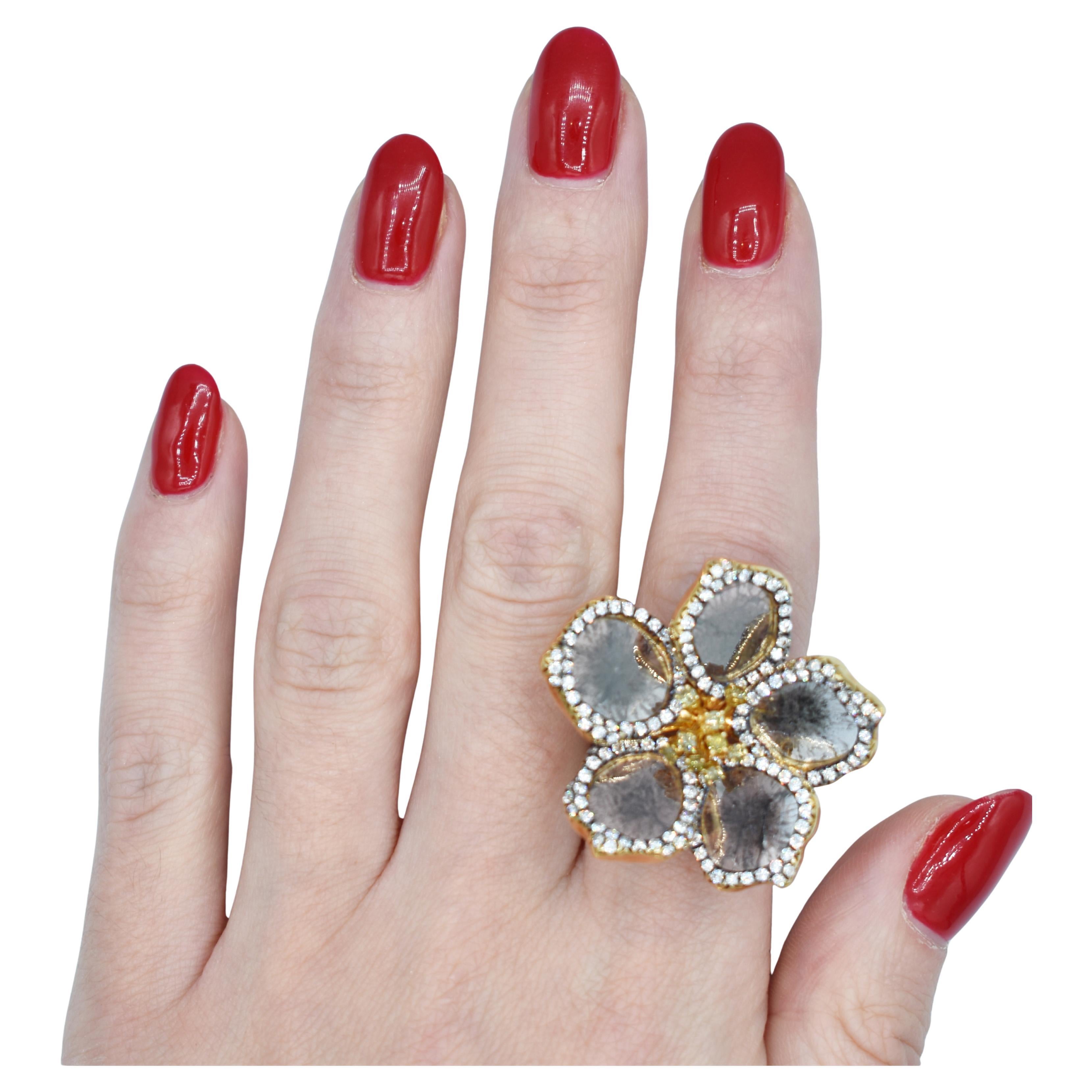 Indischer Rosenschliff Diamant Blumenring