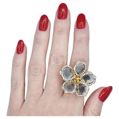 Indian Rose Cut Diamond Flower Ring