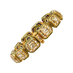 Indian Rose Cut Diamonds Enamel Bracelet