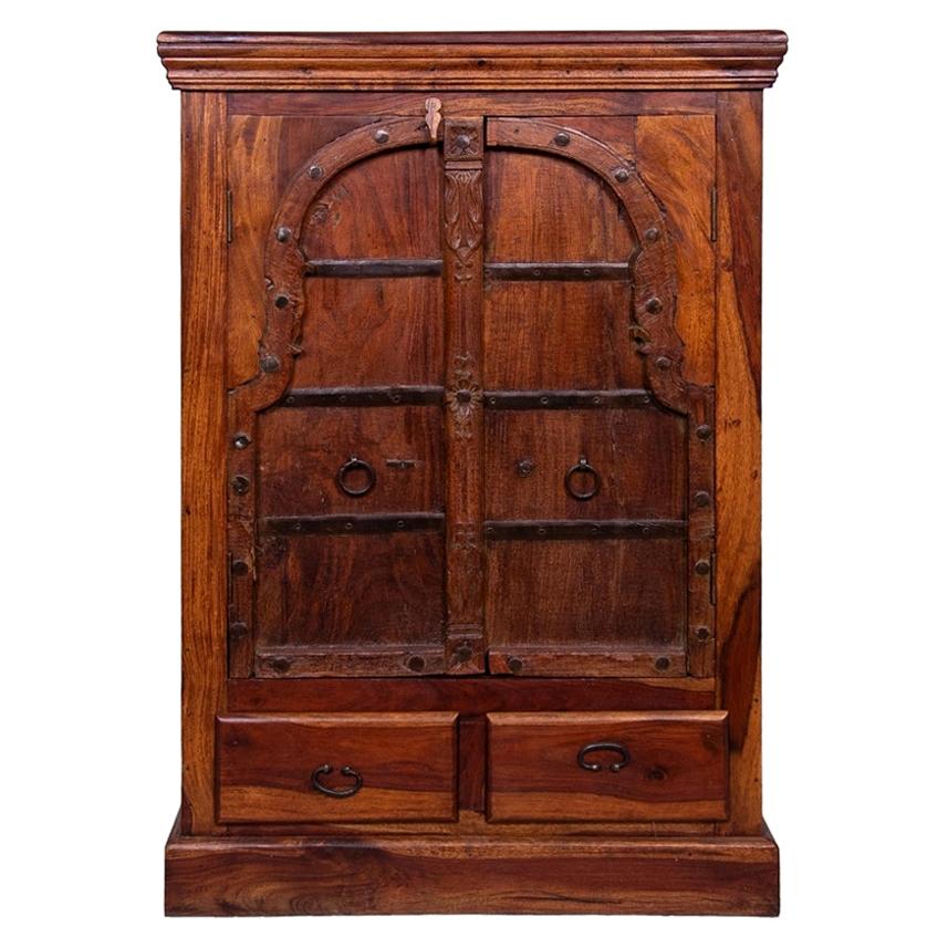 Indian Rosewood Cabinet with Window Shutter Doors For Sale