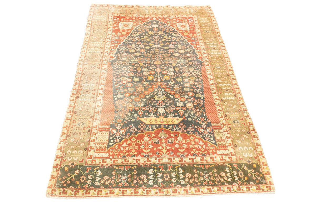 Indian Rug Pashmina Green Field In Good Condition For Sale In Ferrara, IT