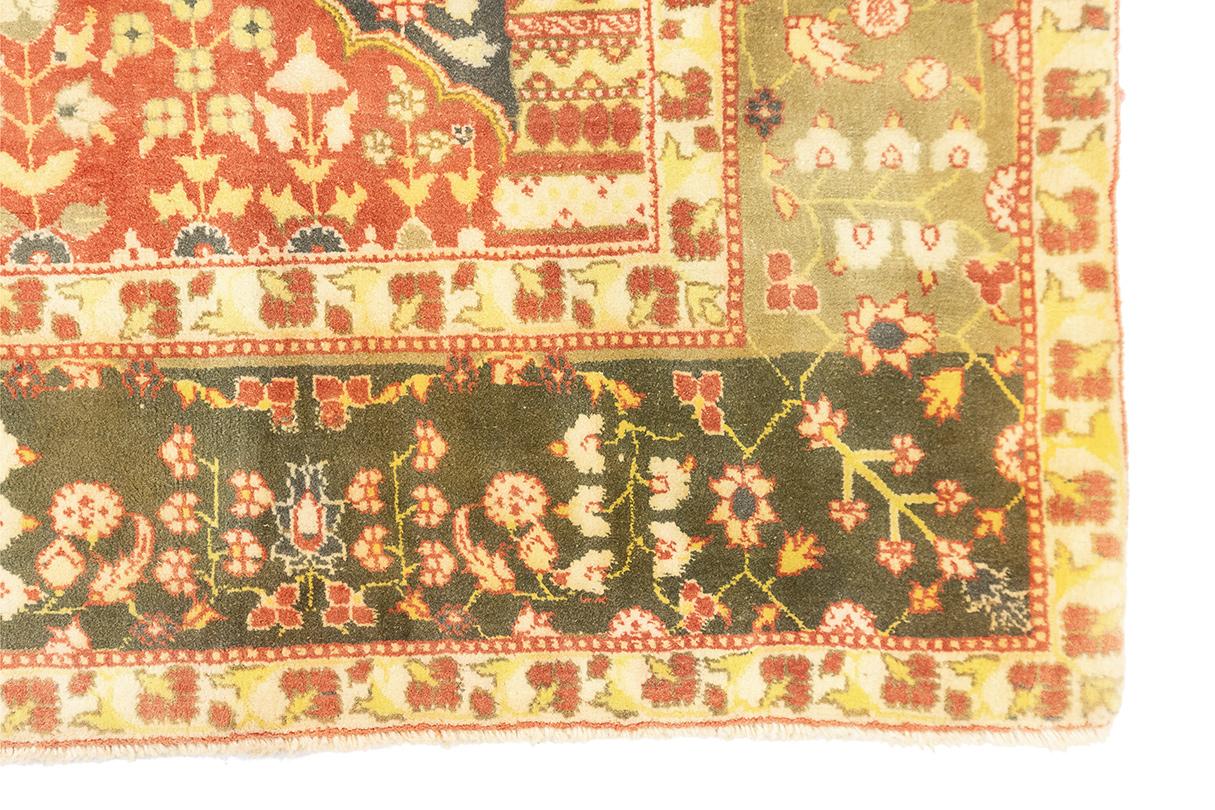 Wool Indian Rug Pashmina Green Field For Sale