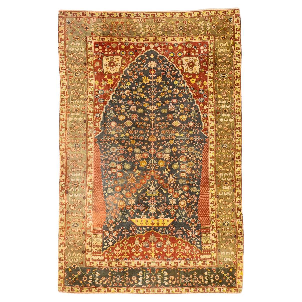 Indian Rug Pashmina Green Field